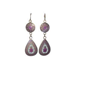 Elegant Purple and Gold Dangle Earrings